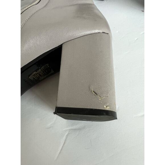 BALENCIAGA Gray Glove Leather Zip Up Chunky Heel Round Toe Ankle Boots 7  EU 37 - Picture 16 of 16